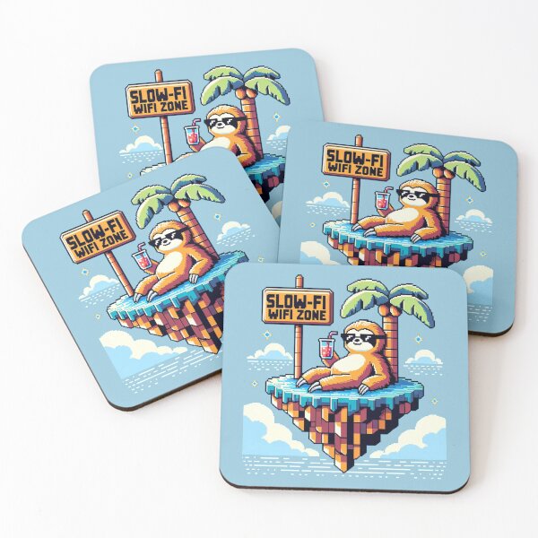 Item preview, Pixelated Sloth on Island - Slow-Fi WiFi Zone Relaxation designed and sold by PixelPunkster.