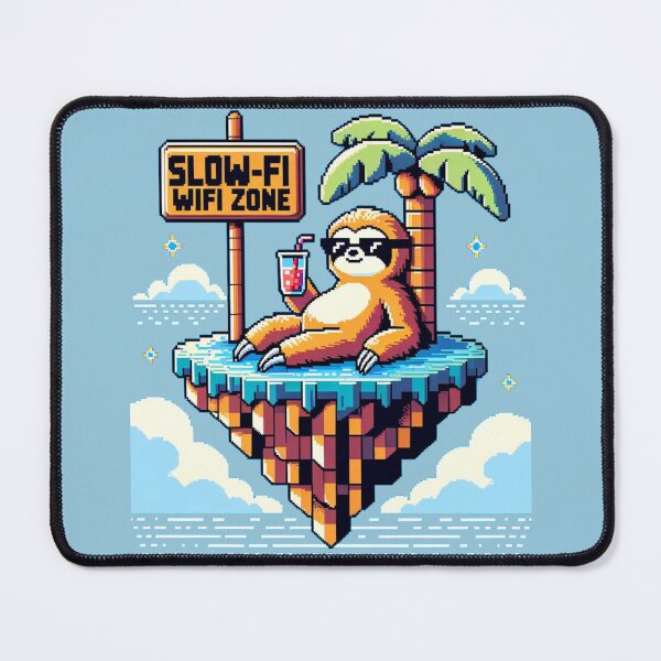 Item preview, Pixelated Sloth on Island - Slow-Fi WiFi Zone Relaxation designed and sold by PixelPunkster.