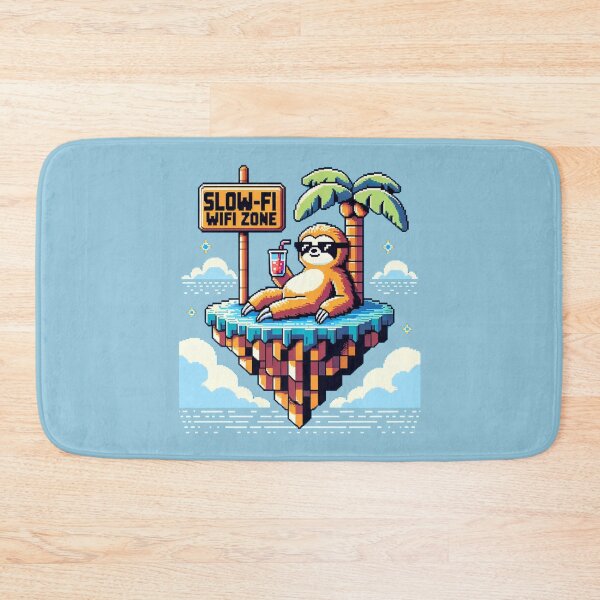 Item preview, Pixelated Sloth on Island - Slow-Fi WiFi Zone Relaxation designed and sold by PixelPunkster.
