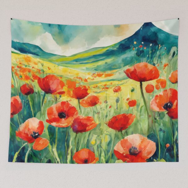 Aperçu de l'œuvre champ de coquelicots créée et vendue par ArtFactoryAI.