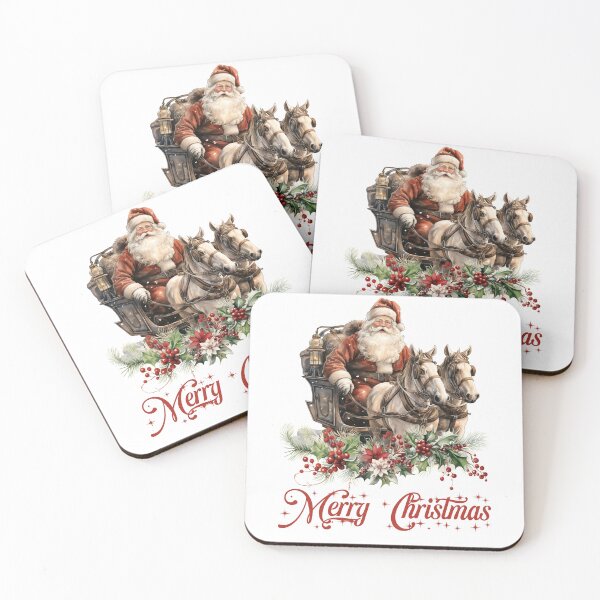 Item preview, Traditional timeless illustration Santa Claus and horse-drawn sleigh designed and sold by BlushRoses7.
