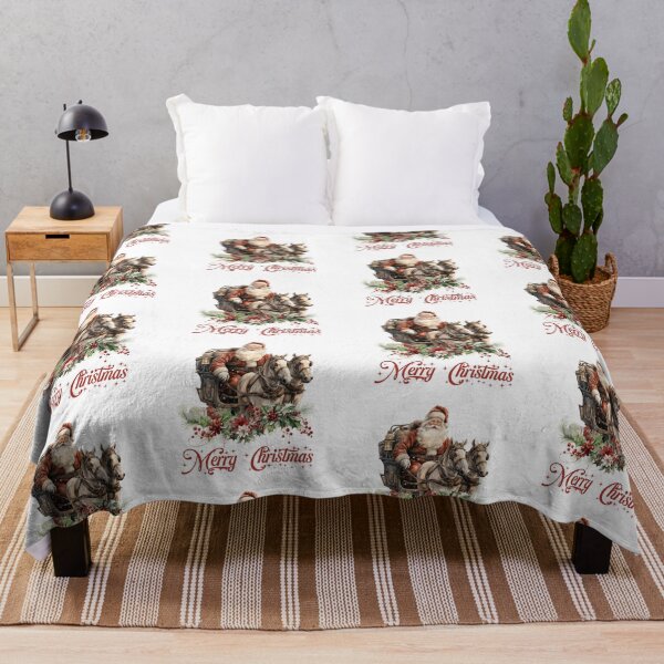 Item preview, Traditional timeless illustration Santa Claus and horse-drawn sleigh designed and sold by BlushRoses7.