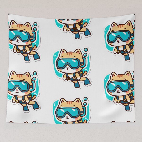 Item preview, Japanese cat dives underwater designed and sold by stocksellby.