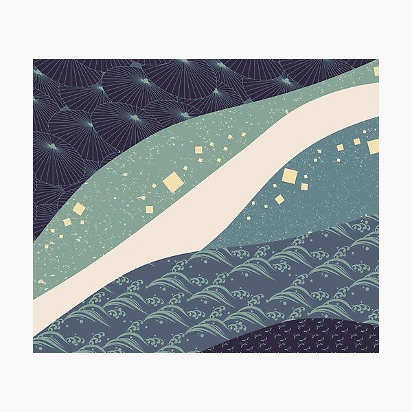 Blue geometric pattern in Japanese style Photographic Print