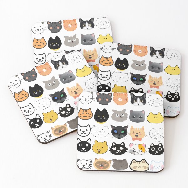 Item preview, Cats and friends, cat face pattern designed and sold by zzzozzo.