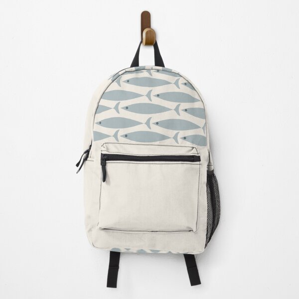 Item preview, Fish Stripe 6 - Minimalist Mid Century Modern Pattern in Cream and Light Blue-Grey designed and sold by kierkegaard.