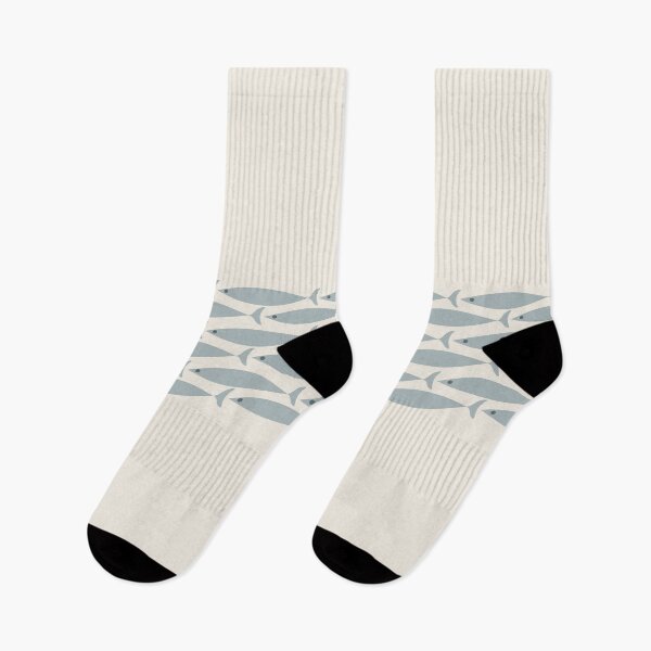 Item preview, Fish Stripe 6 - Minimalist Mid Century Modern Pattern in Cream and Light Blue-Grey designed and sold by kierkegaard.