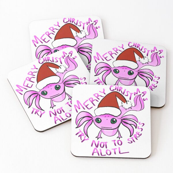 Item preview, Axolotl Merry Christmas Handdrwan Shirt and Laptop Sticker Design by Zeesdesign on Redbubble designed and sold by ZEESDESIGN.