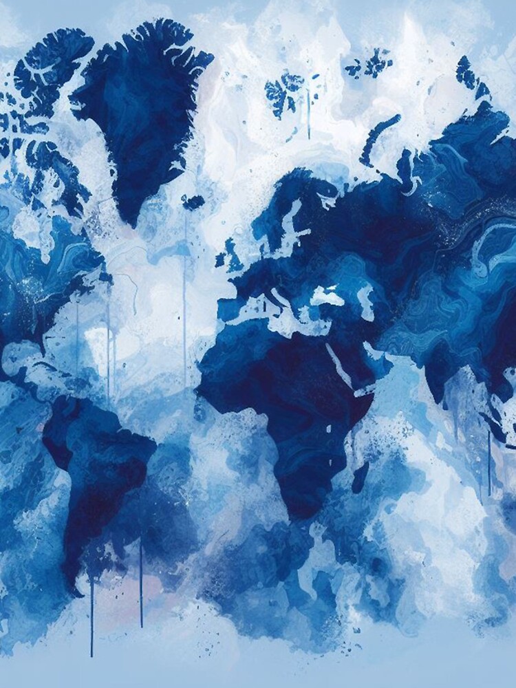 Thumbnail 4 of 4, iPhone Case, Indigo World Map Art Print designed and sold by cokemann.