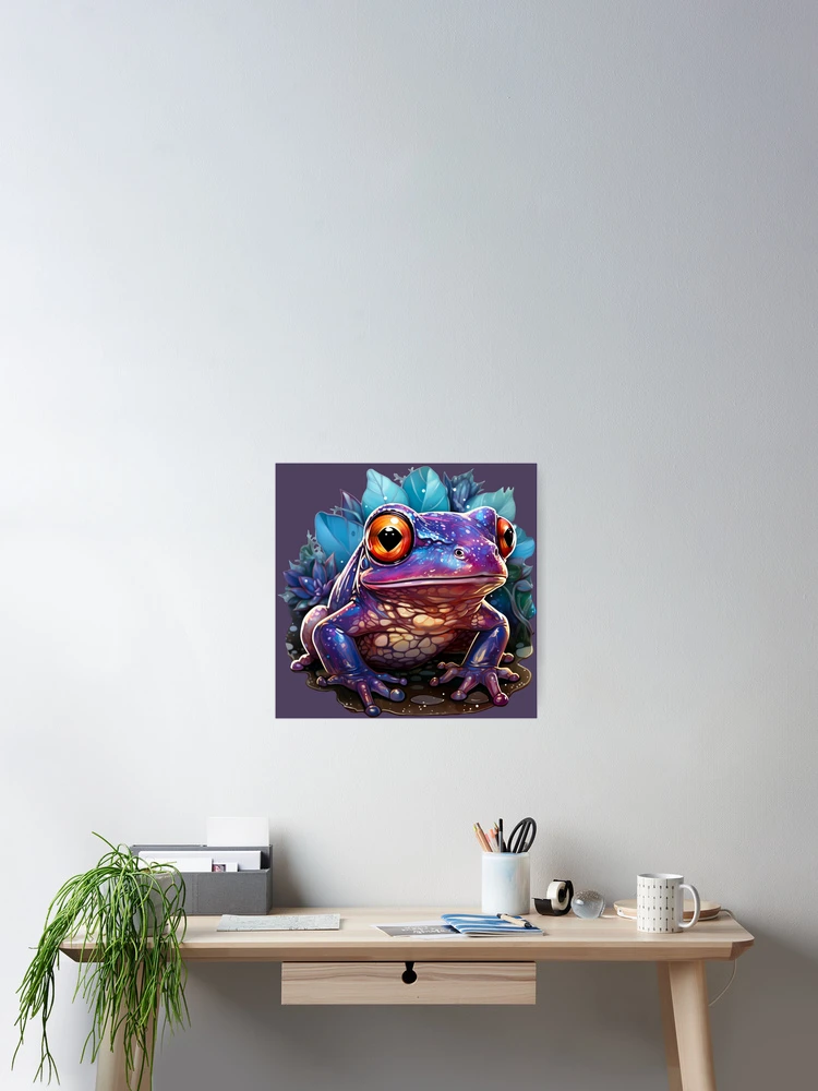 Thumbnail 2 of 3, Poster, Fantasy Creature Frog Purple Crystal designed and sold by FoxTreeDesign.