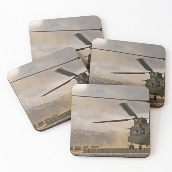 Item preview, STK108859M-U.S. Army CH-47 Chinook helicopters depart a military base in Afghanistan. designed and sold by StocktrekImages.
