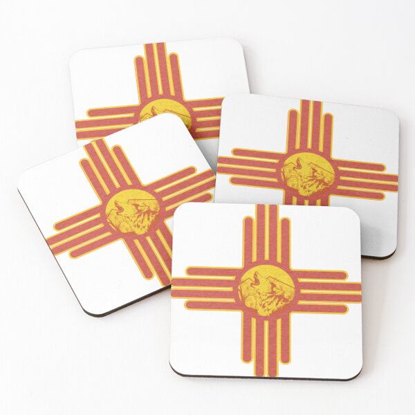 Item preview, Lone wolf New Mexico Flag Zia Symbol Floral Nature Eagle Southwest Sun designed and sold by sadedream.