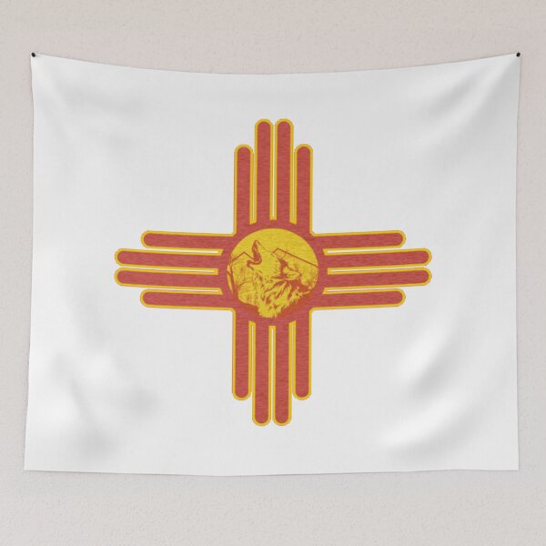 Item preview, Lone wolf New Mexico Flag Zia Symbol Floral Nature Eagle Southwest Sun designed and sold by sadedream.