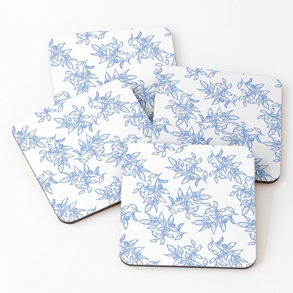 Item preview, branches and leaves in blue line hand drawing designed and sold by pipikijung.