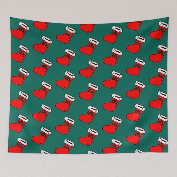 Item preview, christmas stocking with christmas holly and green background designed and sold by Karen Ekdahl.
