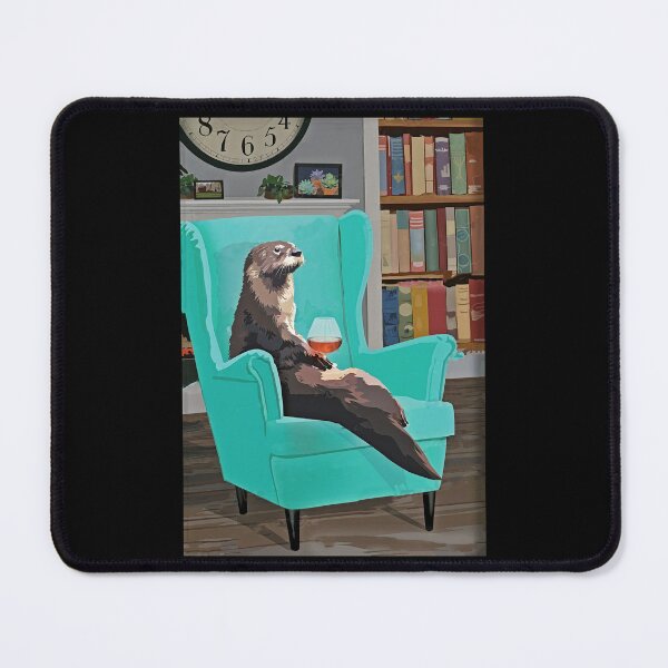 Item preview, Otter is relaxing on the sofa with a glass of wine designed and sold by SameeraDammeyer.