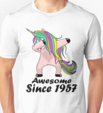 Unicorn Dabbing Awesome Since 1957 T-Shirt 61st Birthday Gifts Unisex T-Shirt