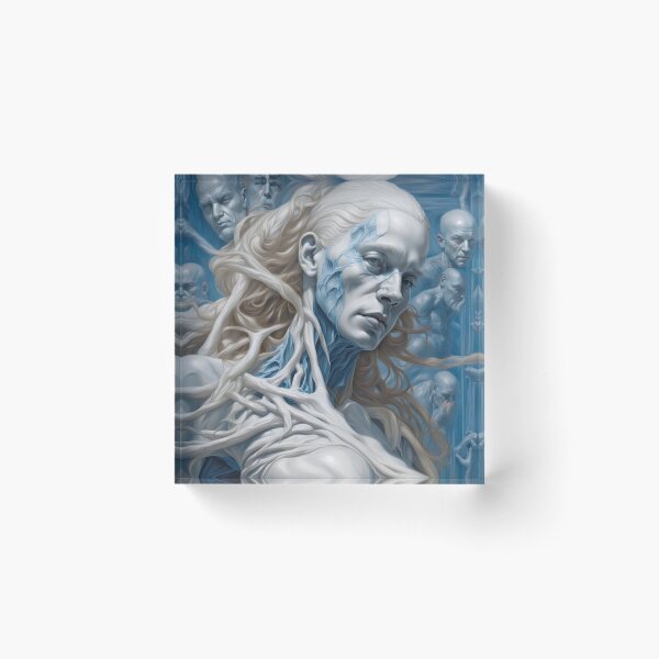 Sculpture in Blue and White Acrylic Block