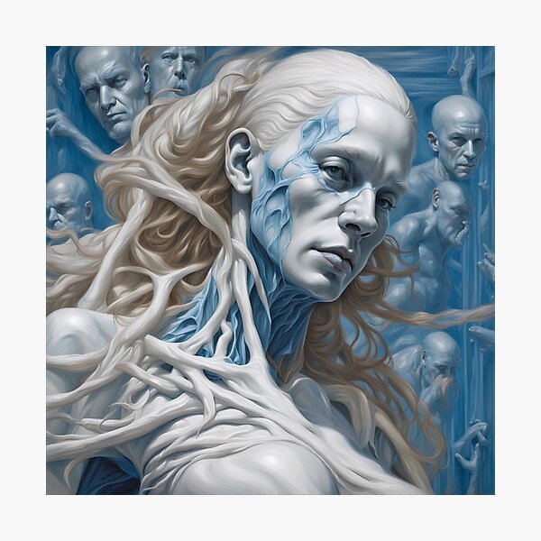 Sculpture in Blue and White Photographic Print