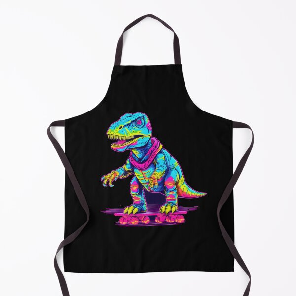 Item preview, Colorful neon dinosaur - T Rex rides a skateboard designed and sold by WallGemsArt.