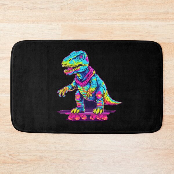 Item preview, Colorful neon dinosaur - T Rex rides a skateboard designed and sold by WallGemsArt.