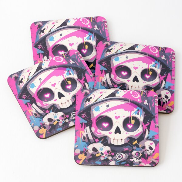 Item preview, cute skull mural designed and sold by Kalsaver.