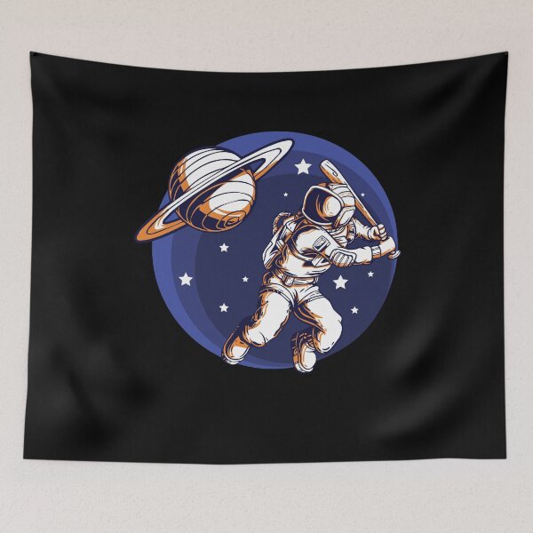 Artikelvorschau, Astronaut Baseball Saturn Weltall entworfen und verkauft von MooonTees.