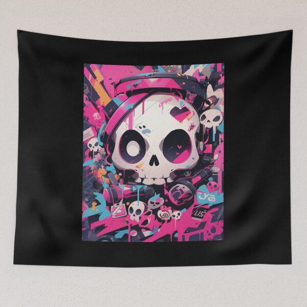 Item preview, cute skull mural 3 designed and sold by Kalsaver.