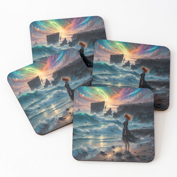 Item preview, Dreaming Dream Girl Ocean Northern Lights Fantasy Redhead Beach Iceland designed and sold by FantasyJo.