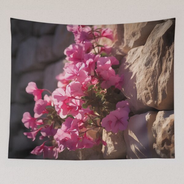Item preview, Stone wall flowers art print designed and sold by dcrc.