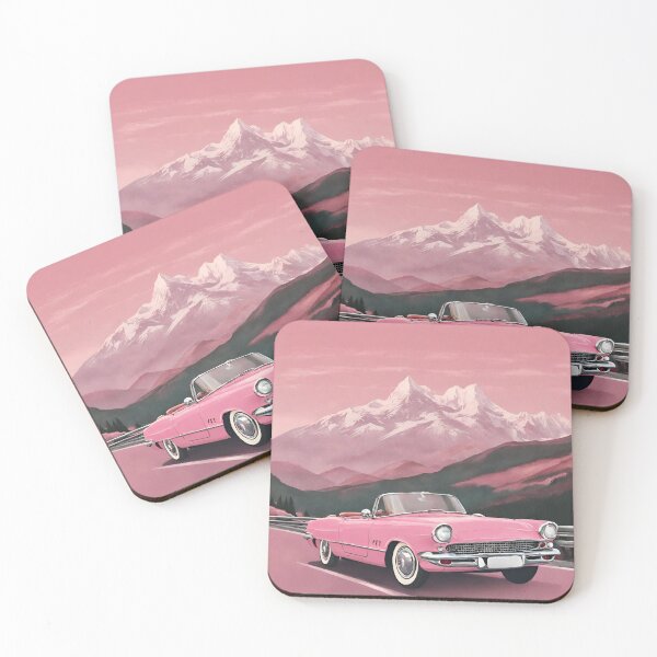 Item preview, Pink vintage car on the road in the mountains designed and sold by NaturaFotos.