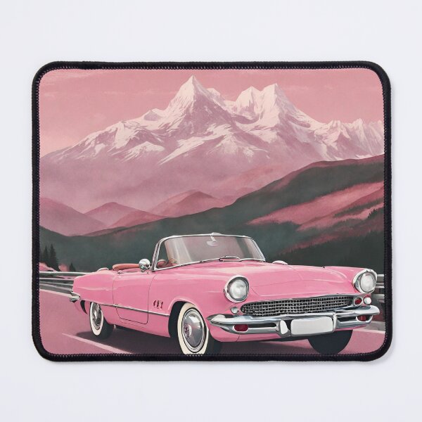 Item preview, Pink vintage car on the road in the mountains designed and sold by NaturaFotos.
