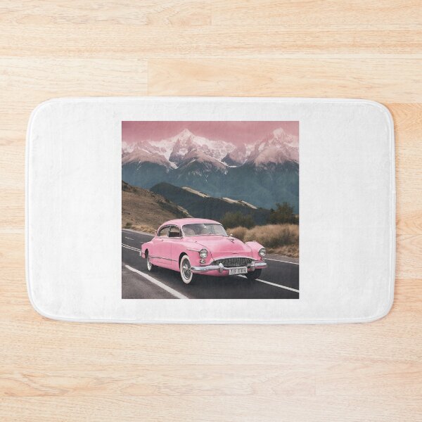 Item preview, Pink vintage car on the road in the mountains designed and sold by NaturaFotos.