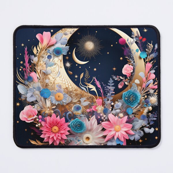 Item preview, Crescent moon with flowers art print designed and sold by dcrc.