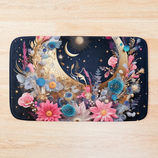 Item preview, Crescent moon with flowers art print designed and sold by dcrc.