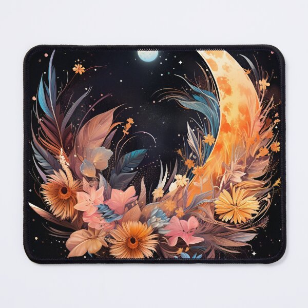 Item preview, crescent moon with flowers art print designed and sold by dcrc.