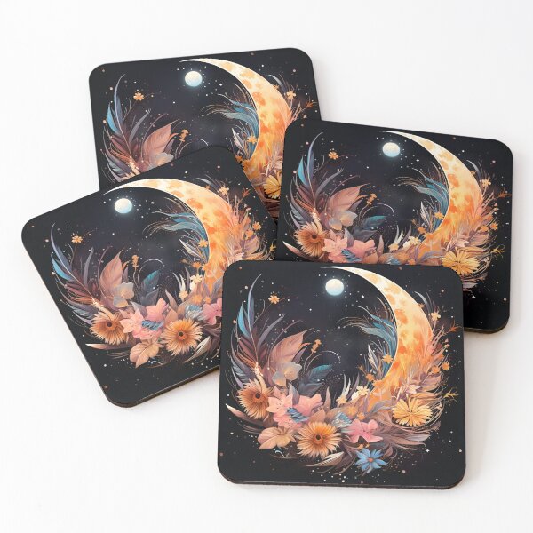 Item preview, crescent moon with flowers art print designed and sold by dcrc.