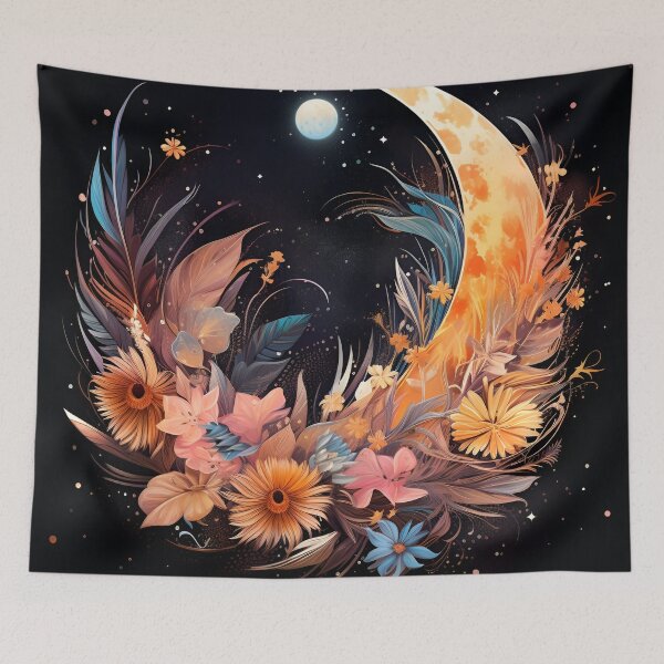 Item preview, crescent moon with flowers art print designed and sold by dcrc.
