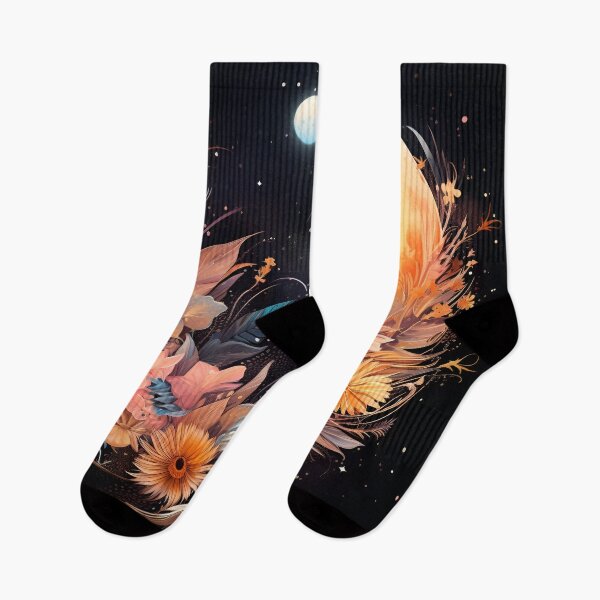 Item preview, crescent moon with flowers art print designed and sold by dcrc.