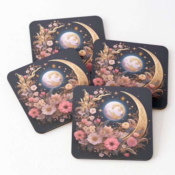 Item preview, crescent moon with flowers art print designed and sold by dcrc.