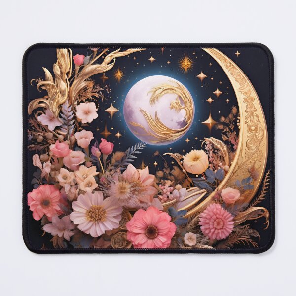 Item preview, crescent moon with flowers art print designed and sold by dcrc.