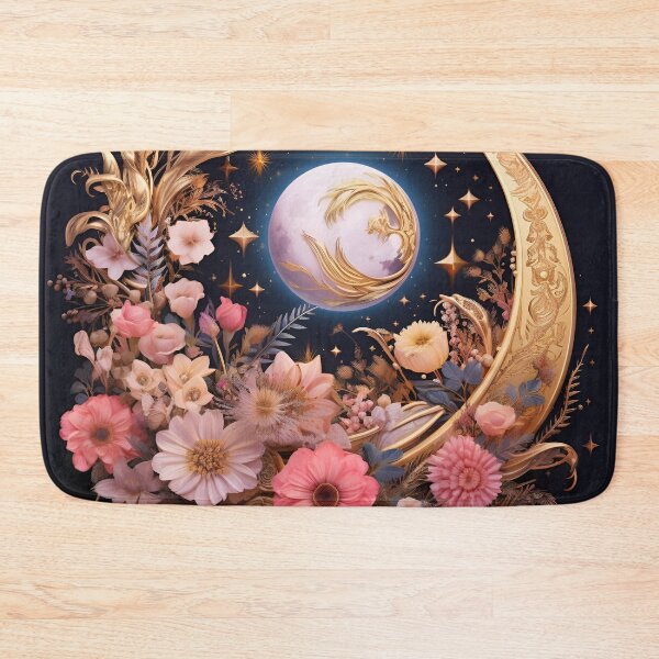 Item preview, crescent moon with flowers art print designed and sold by dcrc.