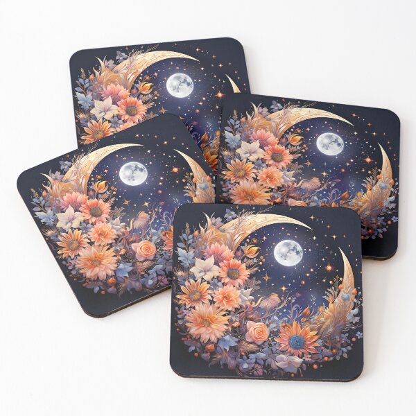 Item preview, crescent moon with flowers art print designed and sold by dcrc.