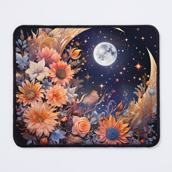 Item preview, crescent moon with flowers art print designed and sold by dcrc.