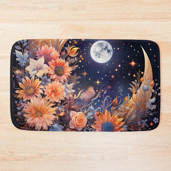 Item preview, crescent moon with flowers art print designed and sold by dcrc.