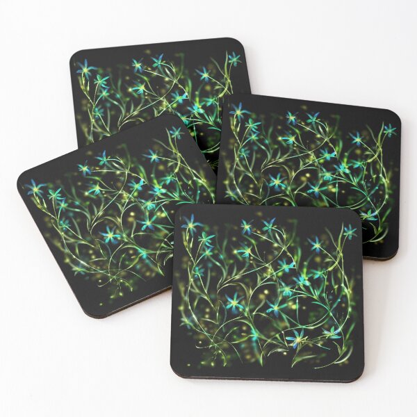 Item preview, A hypnotic image of bright wild flowers on a black background. designed and sold by My-fake-places.