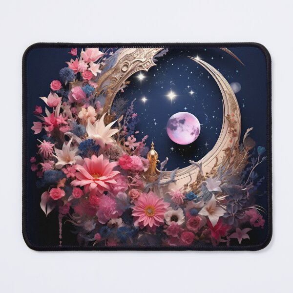 Item preview, crescent moon with flowers art print designed and sold by dcrc.