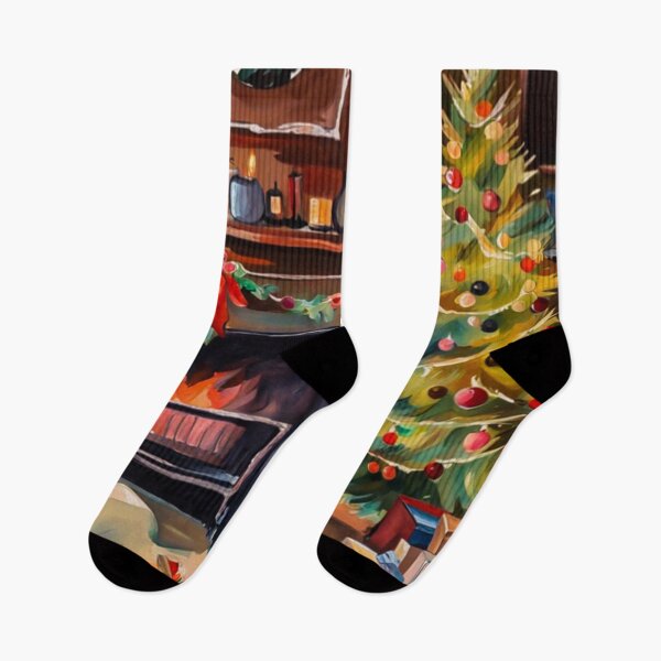 Item preview, Cozy Warm Christmas Room With Christmas Tree, Fireplace and present, Painting designed and sold by MyArt23.