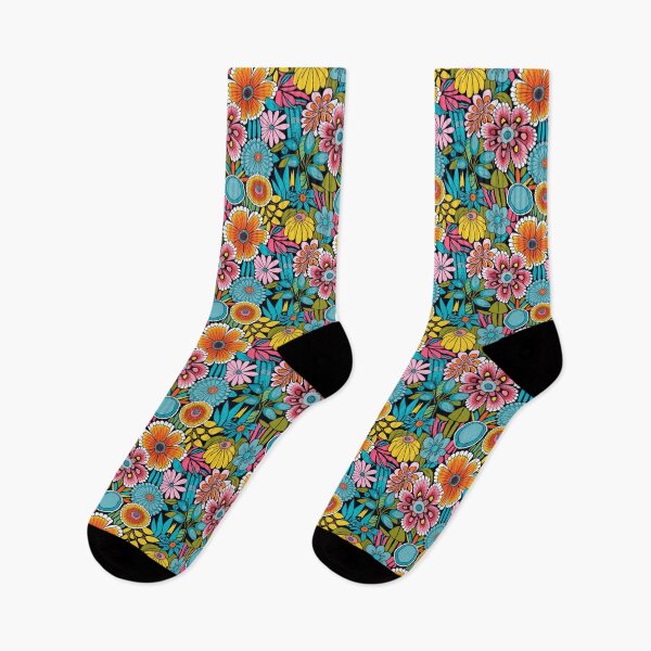 Item preview, Colorful Flowers on a Black Background designed and sold by Rafal Saluszewski.