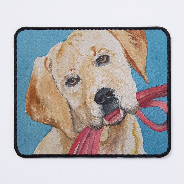 Item preview, Labrador Retriever Watercolour Artwork - Lets go Walkies! Original Watercolour Blue sky background designed and sold by AngelaHart1.